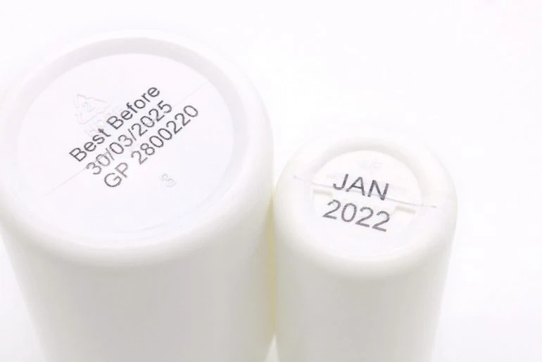 Pharmaceutical pill bottles with best before date and batch number
