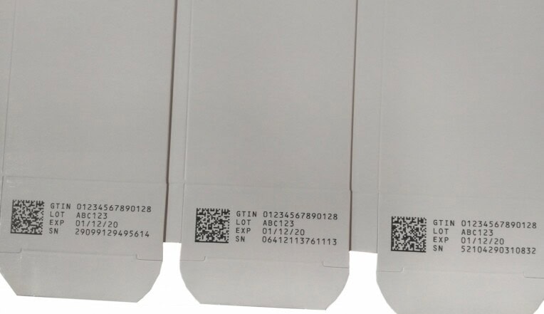 Cartons with GS1 code printed with Thermal Inkjet Printer on an RF Compliance
