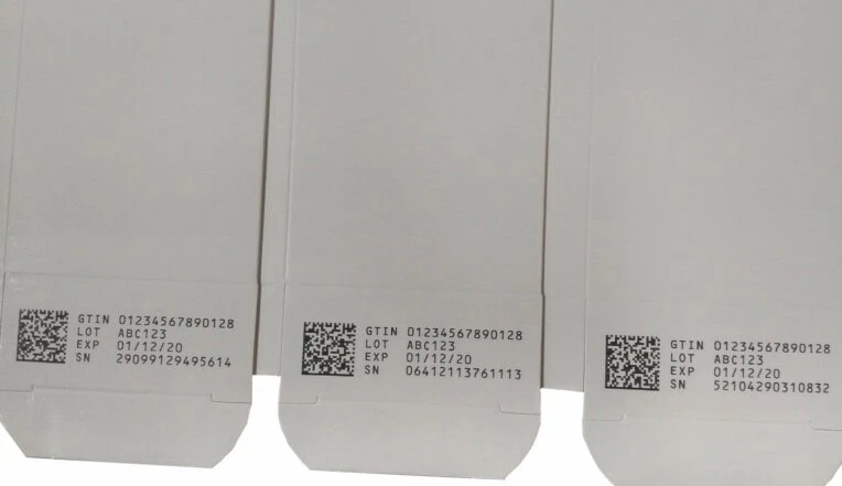 Cartons with GS1 code printed with Thermal Inkjet Printer on an RF Compliance