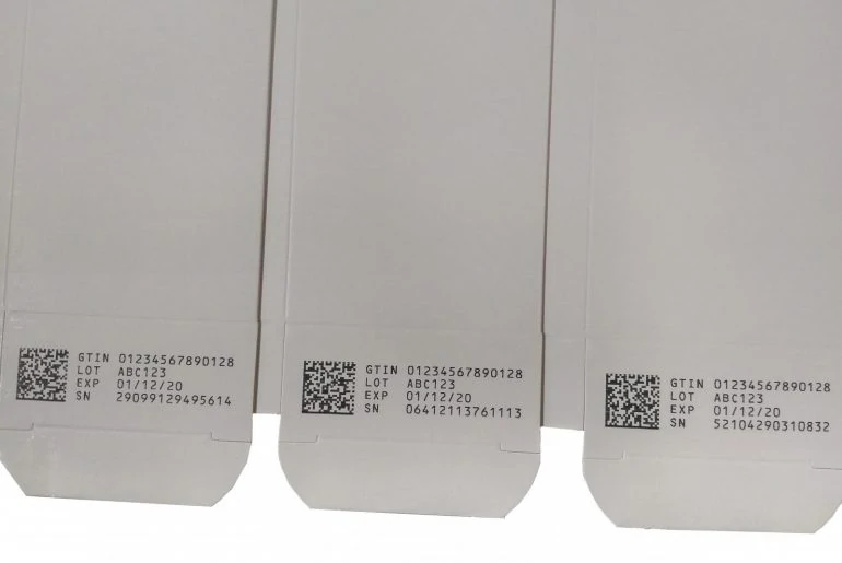 Cartons with GS1 code printed with Thermal Inkjet Printer on an RF Compliance