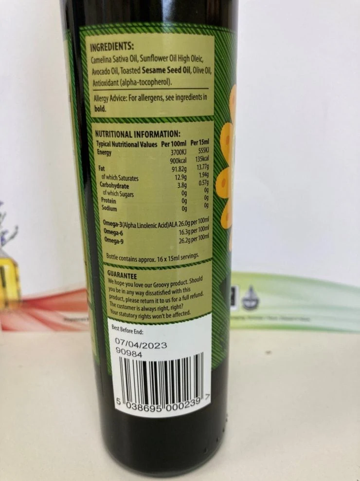 Statfold Seed Oil bottle label printed best before date on Thermal Inkjet printer