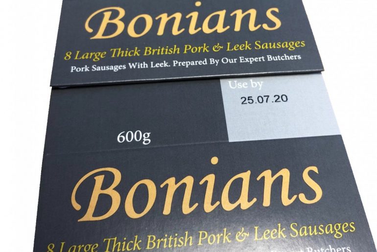 Bonians sleeve packaging with thermal inkjet printed best before date