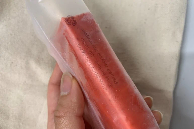 Compostable film ice lolly packaging with thermal inkjet print