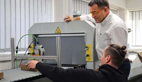 Rotech team member working with customer at Sealed Air