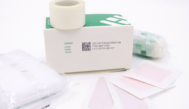 Medical carton with GS1 code, batch and expiry printed using thermal inkjet