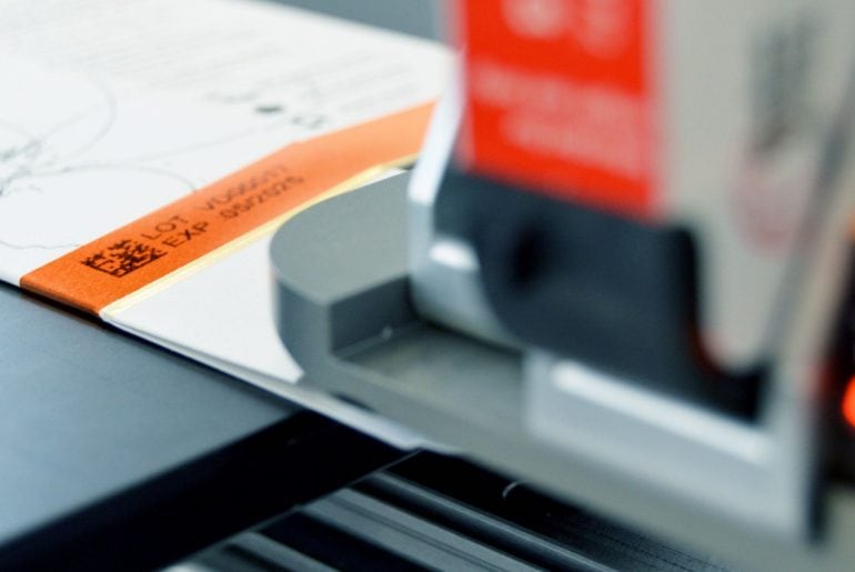 Thermal inkjet printing GS1 code, Lot and expiry on a carton