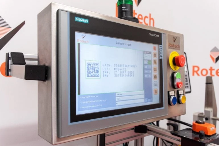 HMI Screen reading and validating a GS1 code on RF Compliance