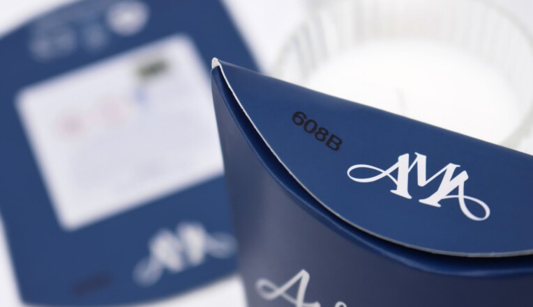 Ava May Aromas carton printed with batch number using thermal inkjet printer