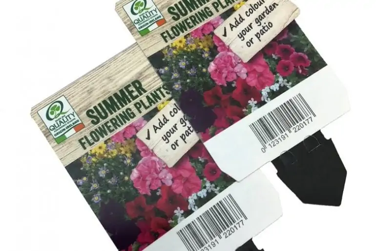 Plant tags printed with a thermal inkjet (TIJ) printer