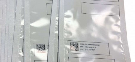 Pharmaceutical, medical sachets printed with GS1 code, serialisation, expiry, and lot numbers