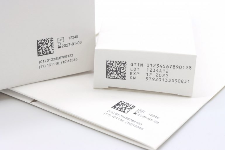 Pharmaceutical, medical cartons printed with serial data and GS1 codes using thermal inkjet printer