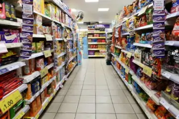HFSS Supermarket Super market aisle with chocolate and sweets