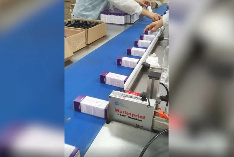 Thermal Inkjet printing on cosmetic cartons production line