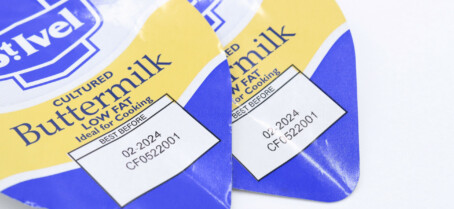 Aluminium foil lid coding for dairy products - best before and batch code