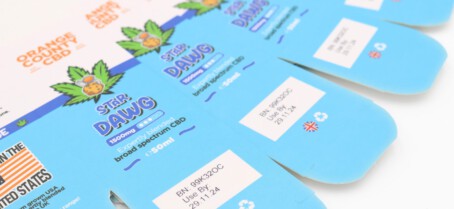 Batch number and best before date printed onto CBD cartons