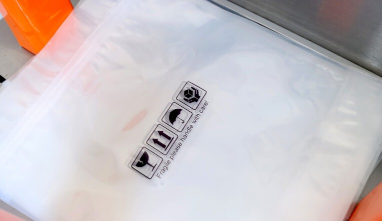 Plastic pouch with symbols printed by the Razr