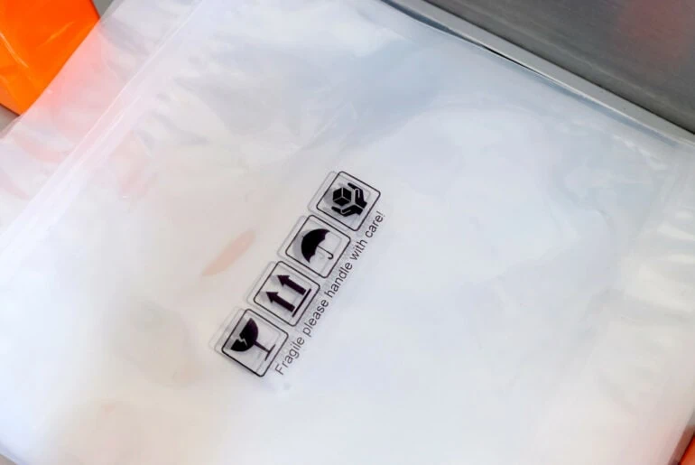 Plastic pouch with symbols printed by the Razr