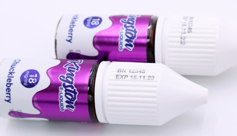 Batch code printed onto vaoe bottle