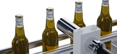 LEIBINGER CIJ printer, printing onto glass bottles