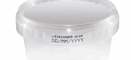 CIJ - plastic tub - sample CIJ print on plastic tub