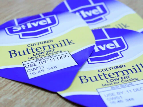 Thermal inkjet print on aluminium foil lid yoghurt pots